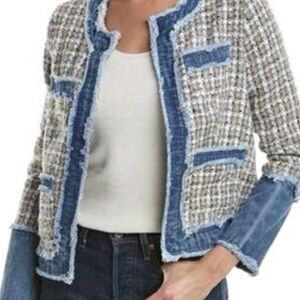 NWT Nanette Lepore Tweed Jacket with Denim Trim Size M
